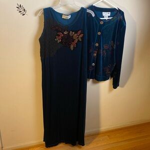 Elegant Blue Green Valor Maxi Dress XL